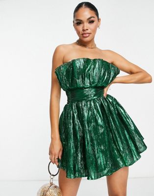 Collective the Label exclusive bandeau mini dress in emerald