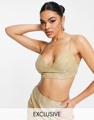 Collective the Label exclusive bralet co-ord in glitter gold