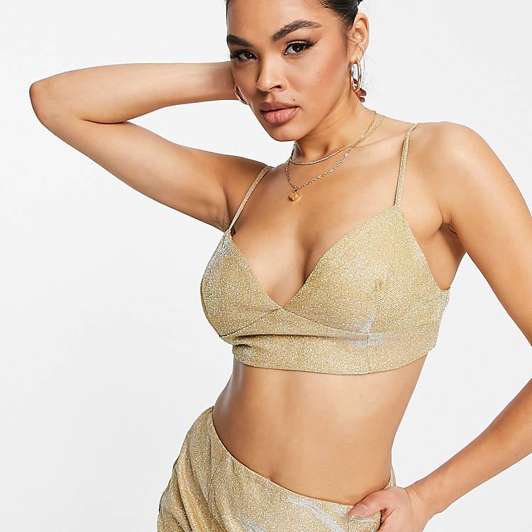 Collective the Label exclusive bralet co-ord in glitter gold