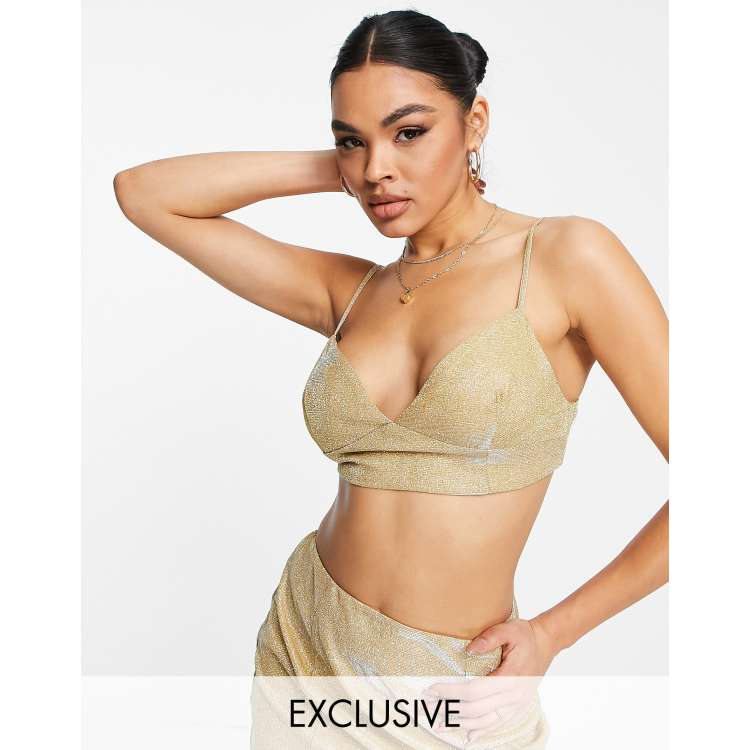 Collective the Label exclusive bralet co-ord in glitter gold