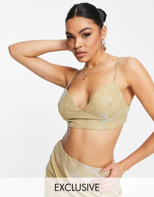 Patbo - Rosette Sequin Bralette - Gold