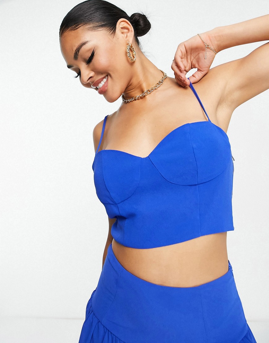 Collective the Label exclusive bustier crop top co-ord in cobalt-Blue