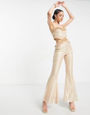 Collective The Label Exclusive Cut-out Fringe Sequin Jumpsuit In