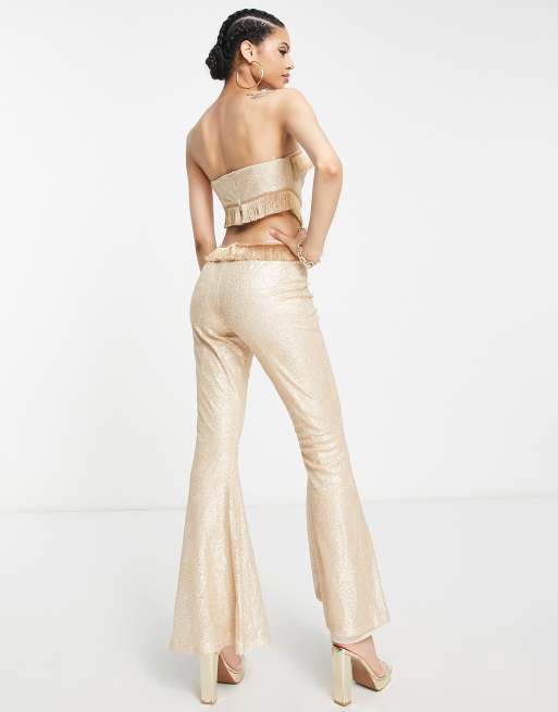 Pop the champagne pocketed cheap sequin jumpsuit