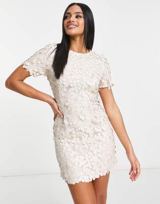 Collective The Label Exclusive Disc Sequin Mini Dress In Champagne-gold