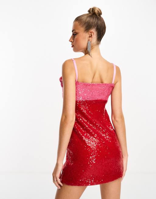 Collective the Label exclusive embellished heart mini dress in red, 3 of 4