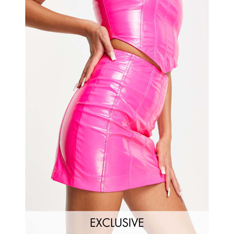 Pink pvc skirt best sale