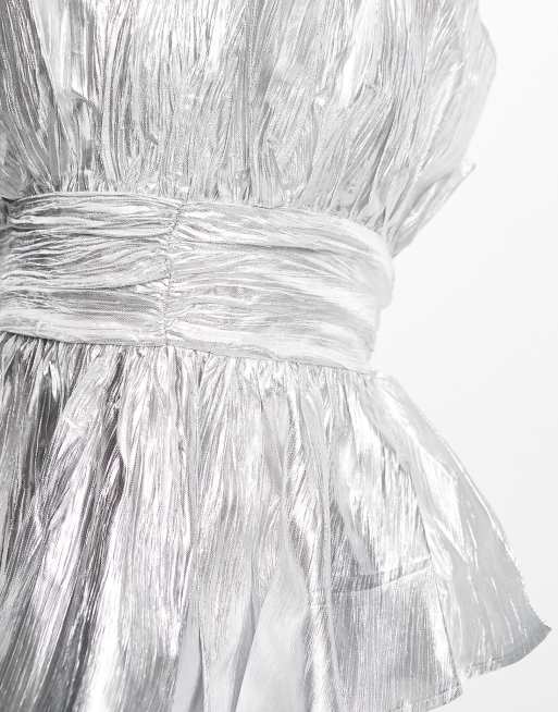 Collective the Label exclusive metallic bandeau top in silver, 4 of 4