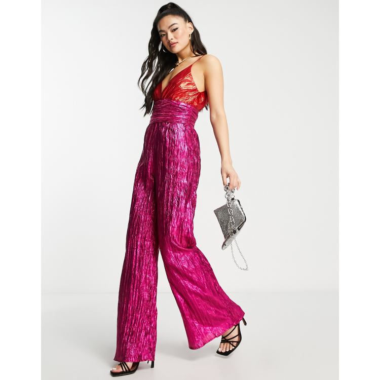 Red metallic hot sale jumpsuit