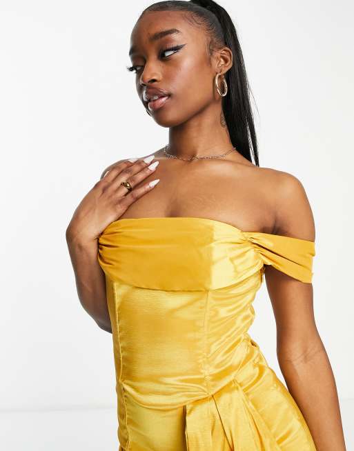 Gold satin short outlet dress