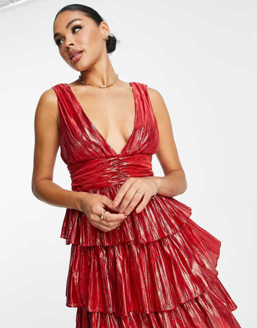 Collective the Label exclusive ruched waist mini dress in red