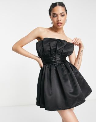 Collective the Label exclusive structured bandeau mini dress in black