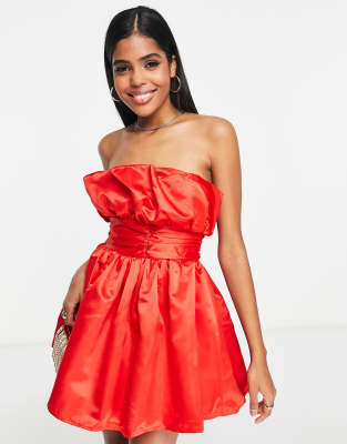 Collective the Label exclusive structured bandeau mini dress in red