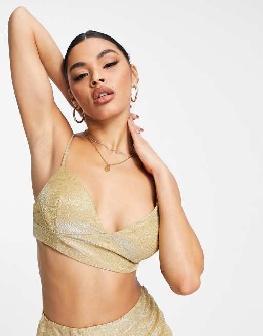 Collective The Label - Exclusives - Bralette in glittergoud, deel van co-ord set, 3 van 4