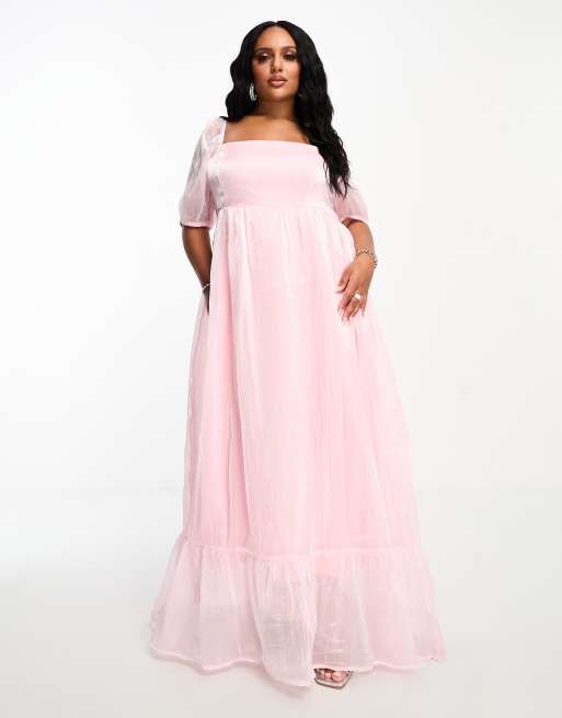 Collective The Label - Exclusives - Maxi jurk met empirelijn in metallic roze