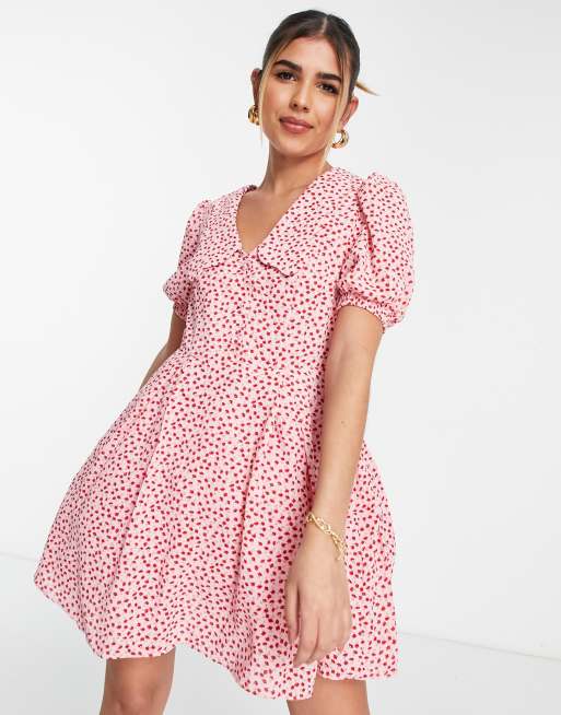 Collective The Label - Exclusives - Mini jurk met pofmouwen en fijne bloemenprint