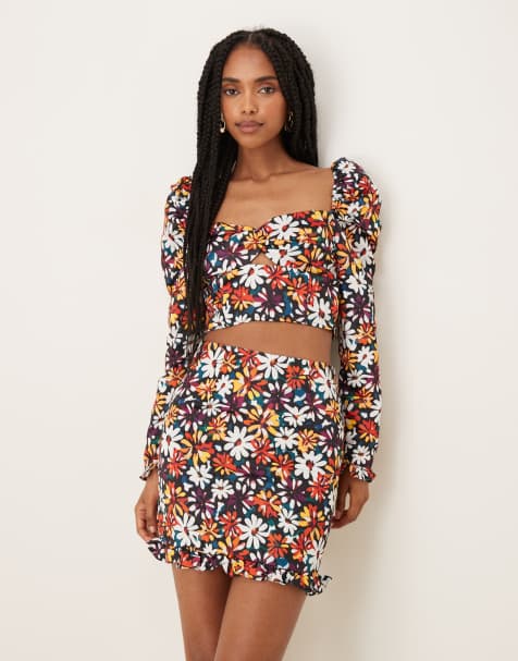 Collective The Label Floral mini skirt in painted daisy - view 1