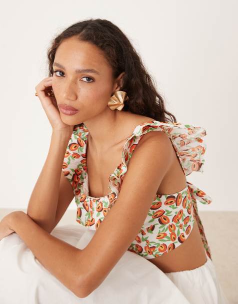 Collective The Label Frill hem crop top in abstract fruit