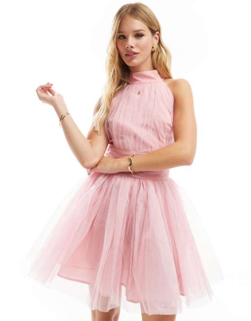 Pink tulle skater dress best sale