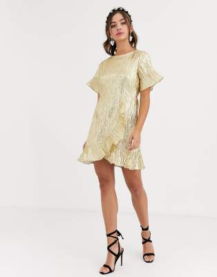 gold lame mini dress