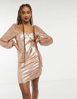 sequin long sleeve shift dress