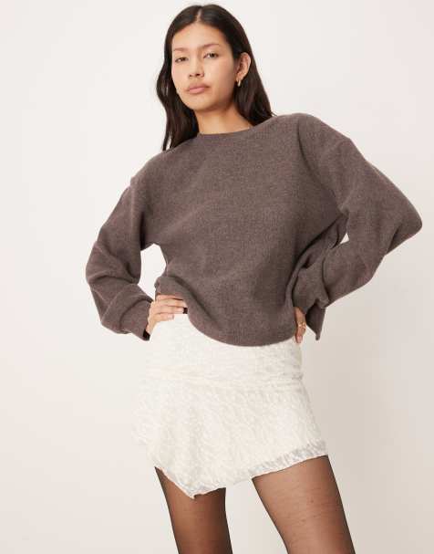 Collective The Label Low waist lace mini skirt in cream lace