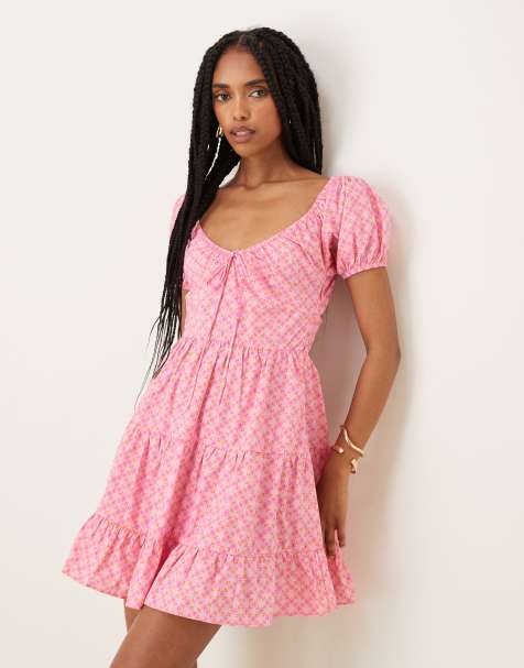 Collective The Label Milkmaid mini dress in sixties geo ditsy - view 1