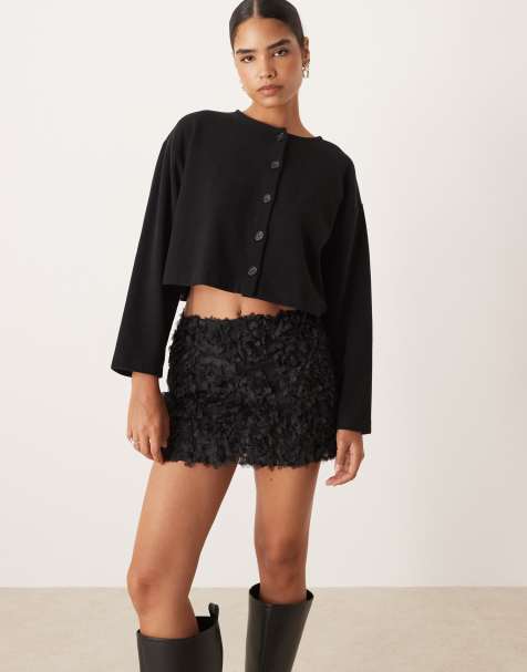 Collective The Label Mini skirt in black 3d flower - view 1
