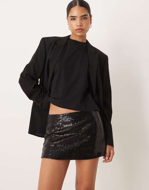 Collective The Label Mini skirt in black sequin - view 1
