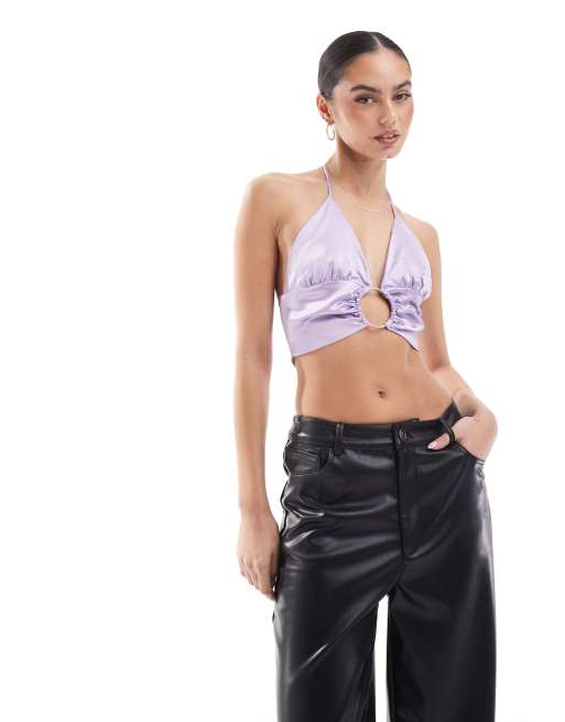 Collective The Label O ring crop top in lilac 