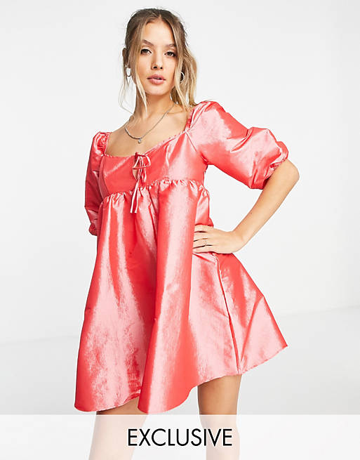 asos.com | Oversized babydoll mini jurk in roze