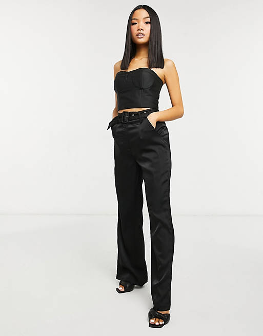 Women Collective the Label Petite bustier crop top co-ord in black 