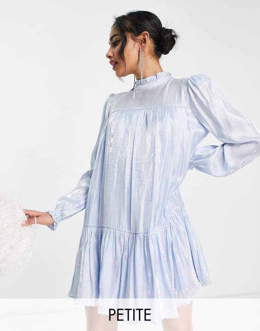 Collective the Label Petite exclusive babydoll puff sleeve mini dress in baby blue