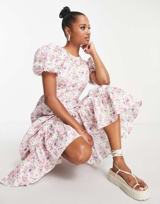 Vintage floral midi dress hotsell