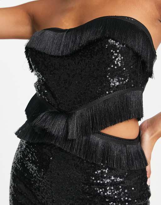 River Island Black Sequin Bandeau Jumpsuit