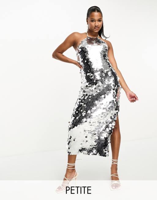 SEQUIN MIDI DRESS - Silver