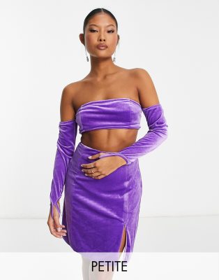 Collective the Label Petite exclusive glove crop top co-ord in purple - ASOS Price Checker