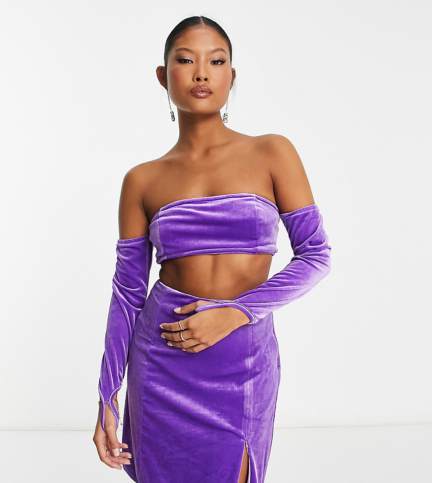 collective the label petite exclusive glove crop top co-ord in purple