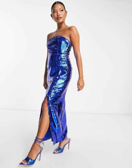 Split Leg Maxi Slip Dress in Cobalt Blue – Dancing Leopard