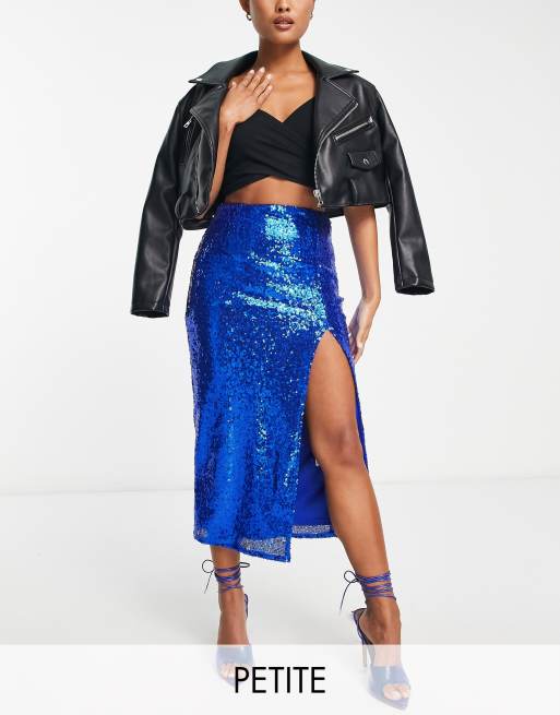 2FOR25K) MATCHU BLUE SEQUIN PENCIL SKIRT - Debrasgrace