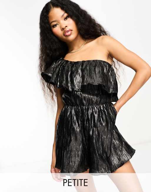 One shoulder cheap black playsuit