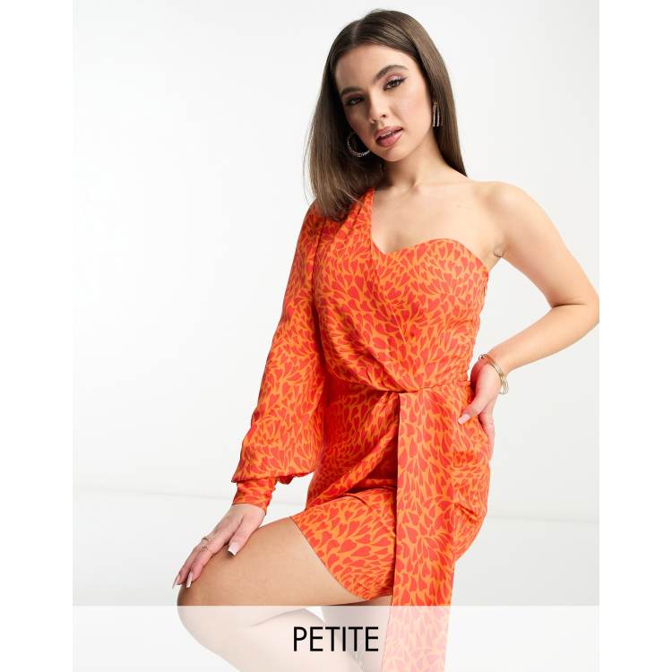 Collective the Label Petite tie sleeve skater mini dress in powder