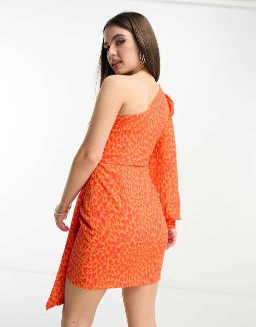 Lipsy one shoulder outlet orange dress