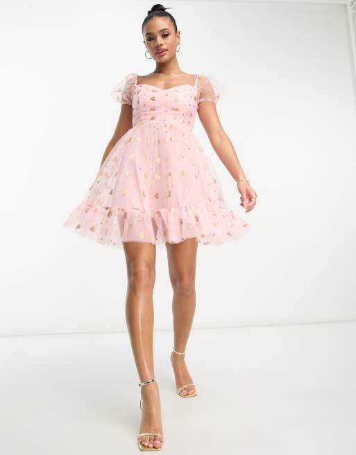 Anaya Bridesmaid babydoll midaxi dress in candy pink