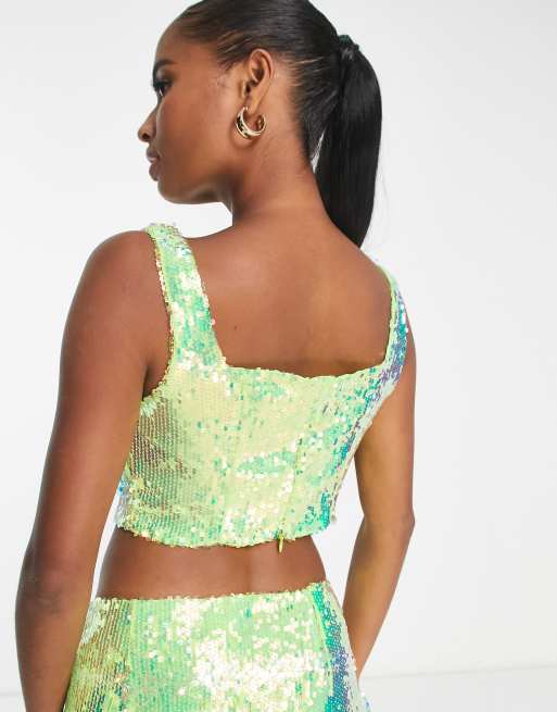 Lime green sequin store top