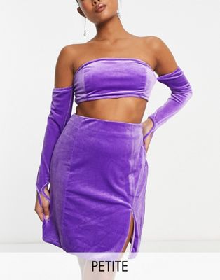 Collective the Label Petite exclusive split mini skirt co-ord in purple - ASOS Price Checker
