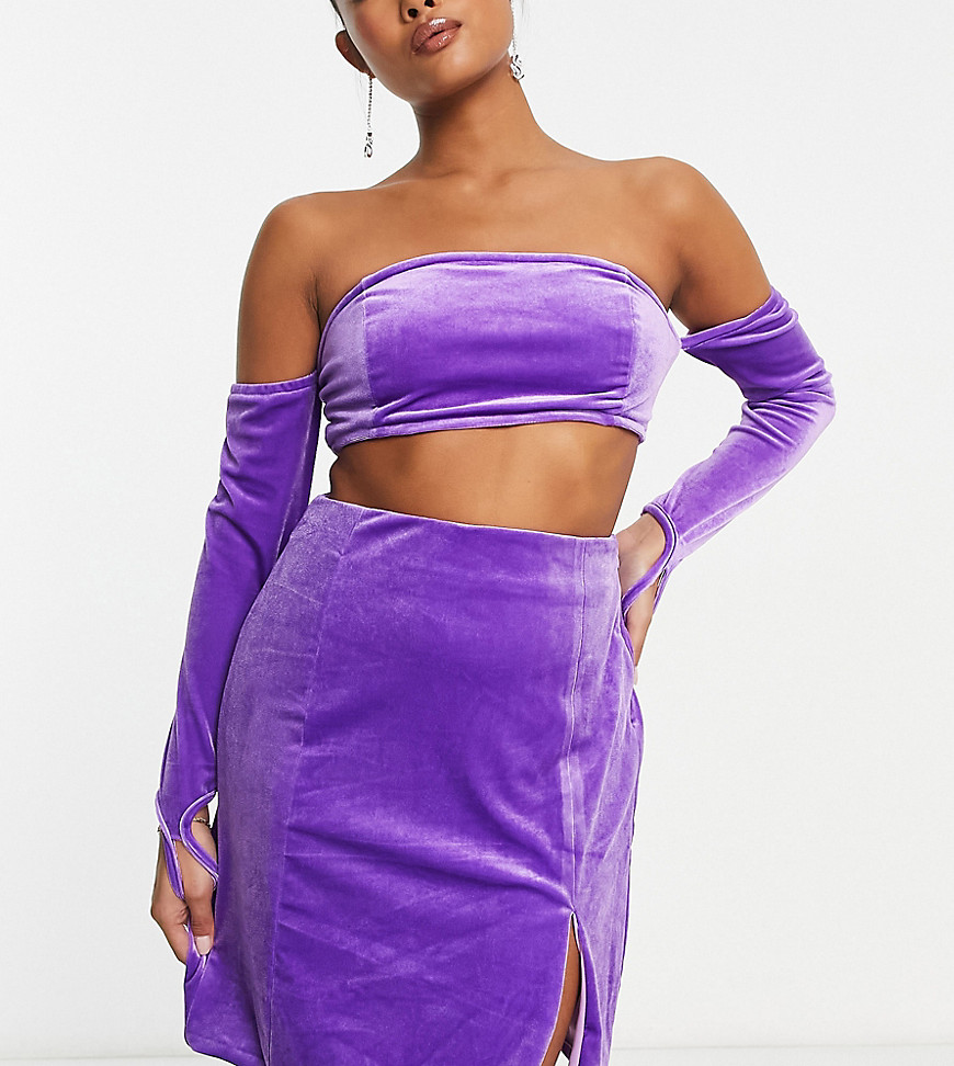Collective the Label Petite exclusive split mini skirt co-ord in purple