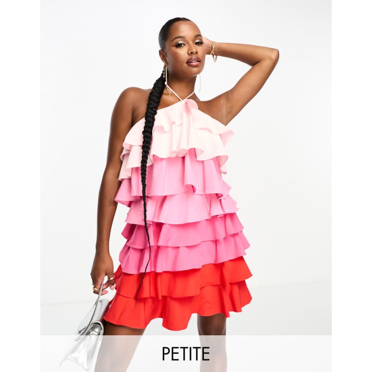 Pink ruffle outlet dress zara