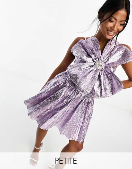 Collective the Label Petite - Exclusive - Top met siersteentjes in metallic paars, deel van co-ord set