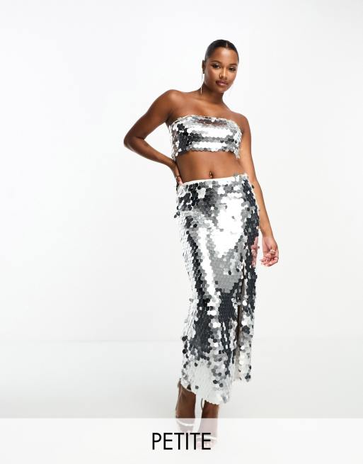 Collective The Label Petite Gonna midi color argento con